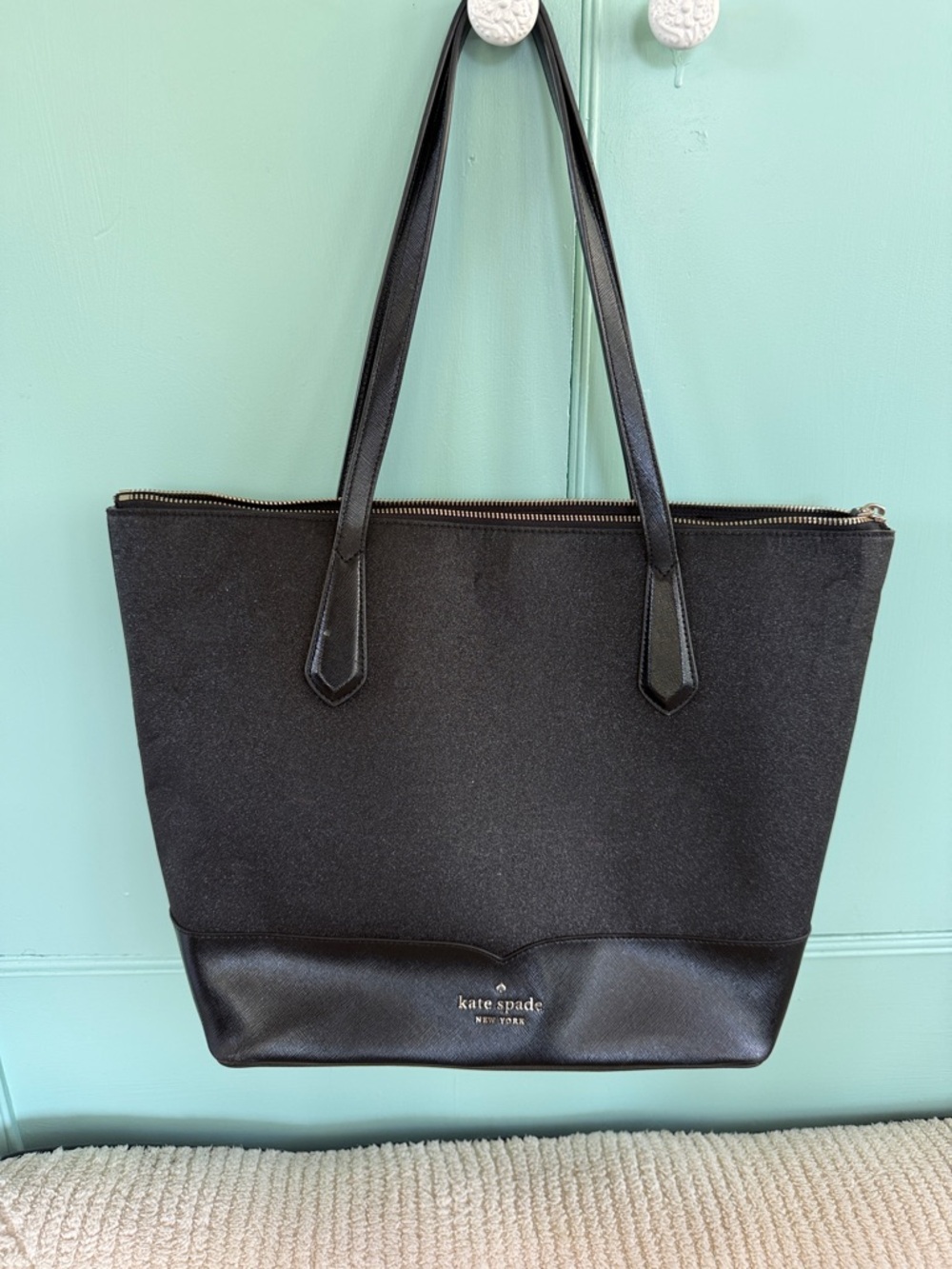 kate spade Black Leather-Trim Tote